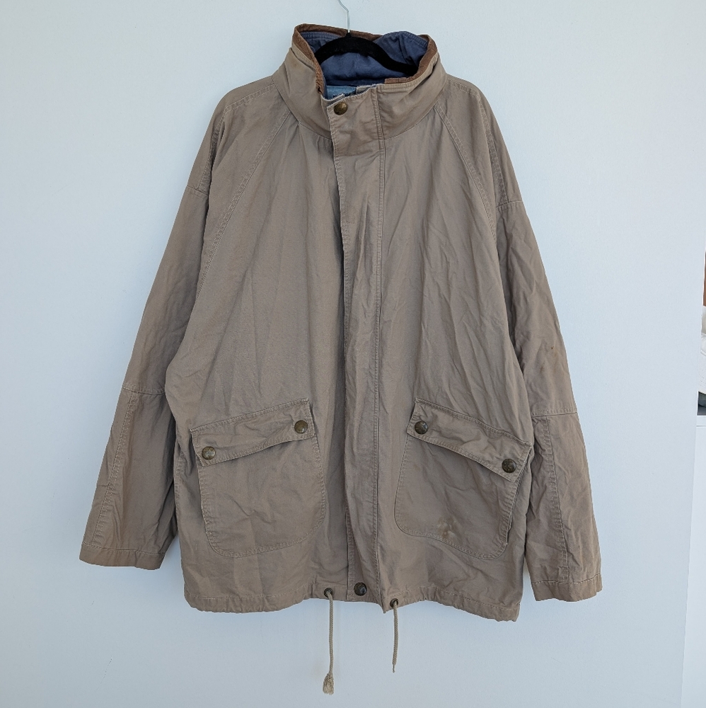 Forelli Gorpcore Construction Khaki Full Zip Chore Distressed Jacket Sz Est 2-3X